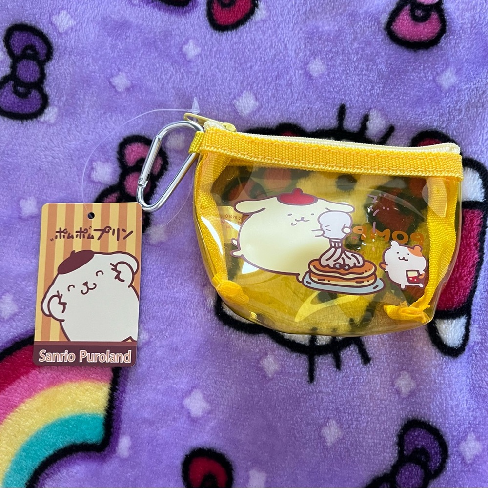 Pompompurin Yellow Clear Plastic Small Zip Coin Pouch NWT